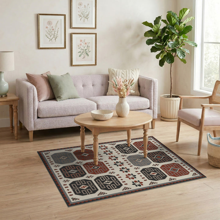 Heritage Tribal Red Geometric Area Rug