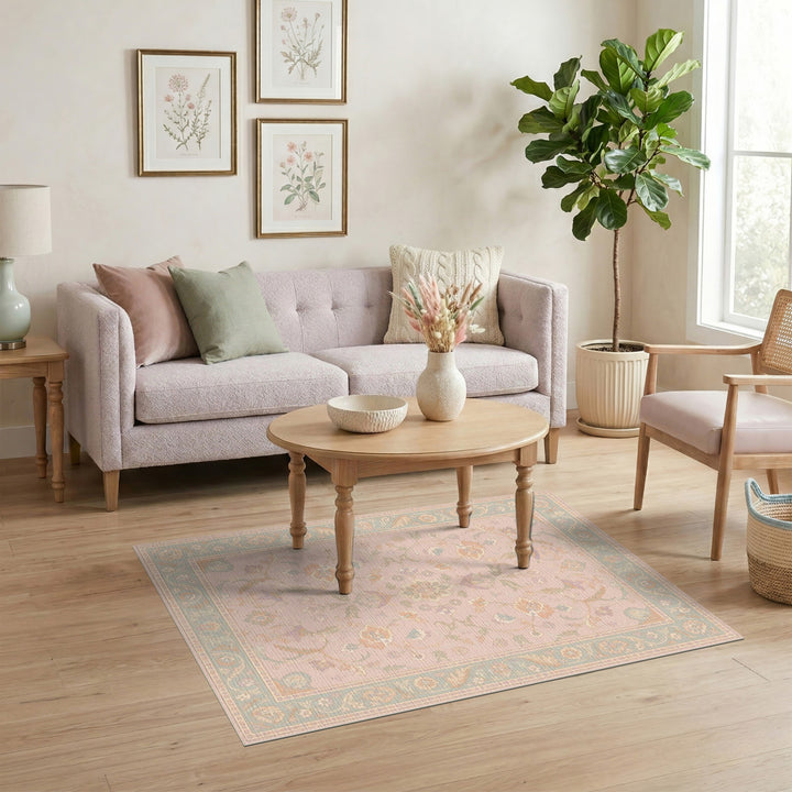 Pink Floral Vintage Area Rug