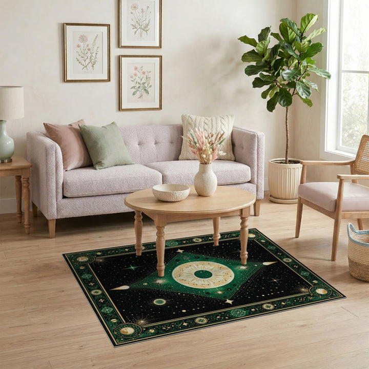 Celestial Green Eye Geometric Area Rug