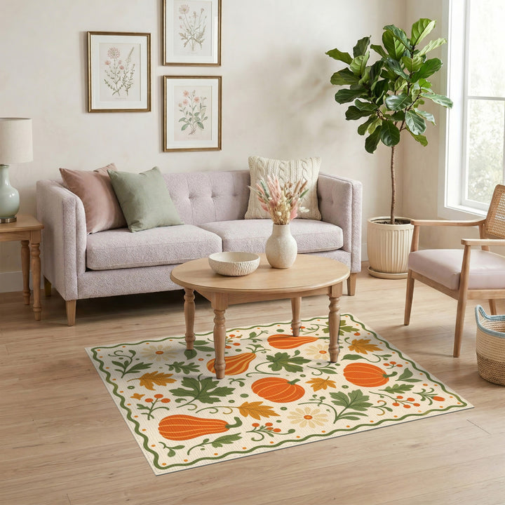 Fruit Pattern Multi-color and Patterns Autumn Pumpkin Harvest Area Rug