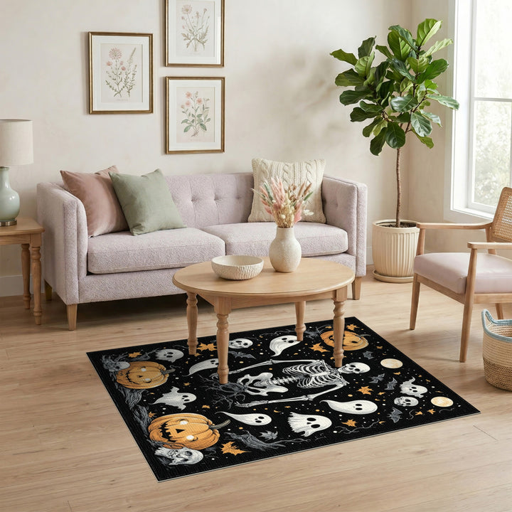 Spooky Skeleton Halloween Area Rug