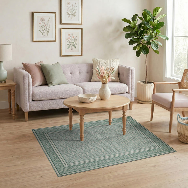 Green Mosaic Geometric Area Rug