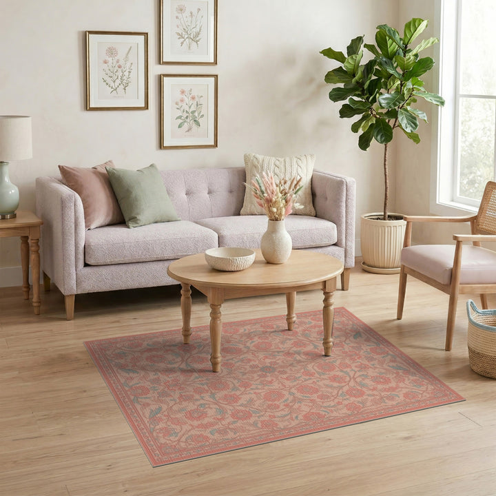 Pink Floral Vintage Area Rug