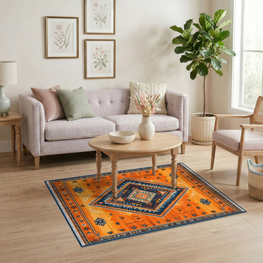 Orange Southwestern Diamond Area Rug