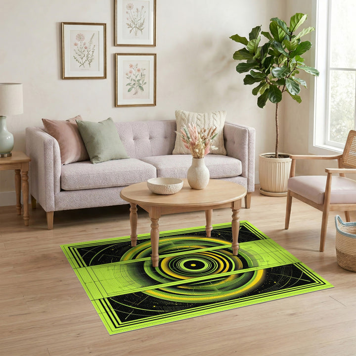 Green Geometric Orbit Area Rug