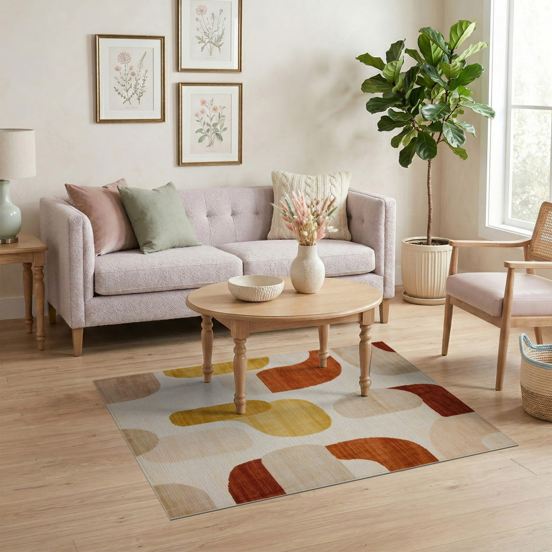 Abstract Brown Tan Area Rug