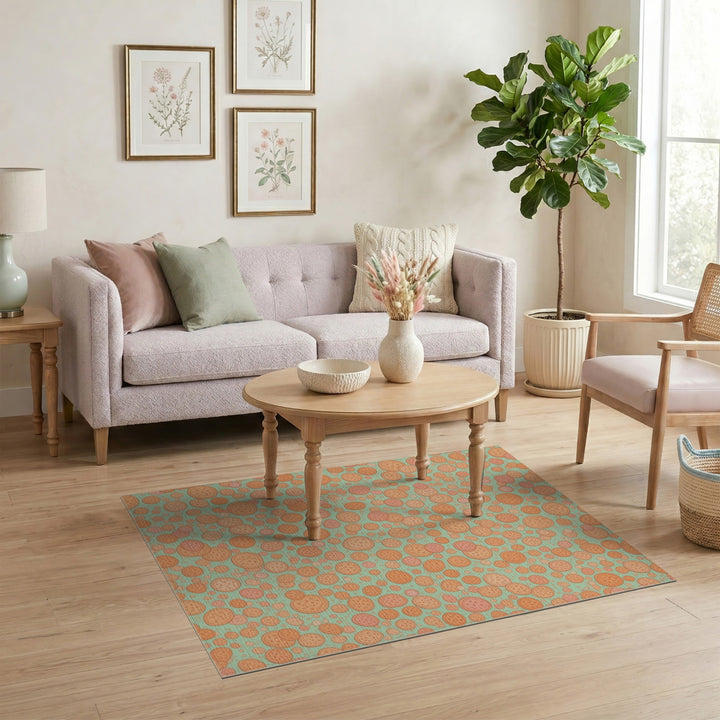 Orange Circle Pattern Washable Area Rug