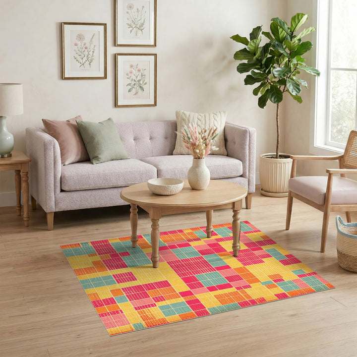 Vibrant Multi-Color Geometric Area Rug