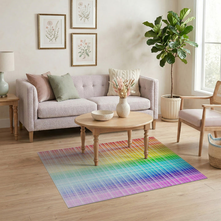Geometric Modern Rainbow Spectrum Geometric Area Rug