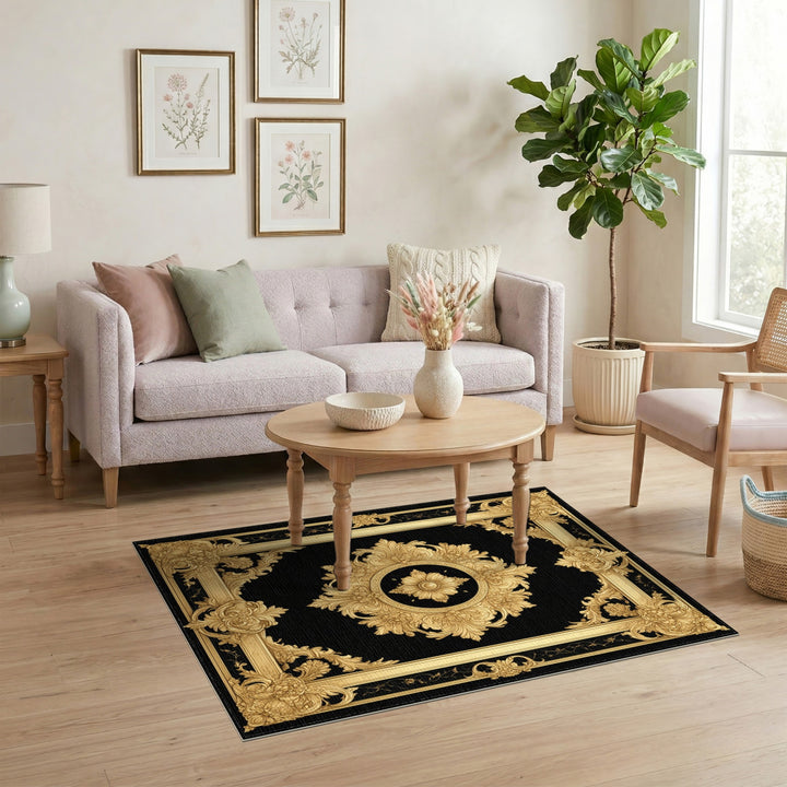 Medallion Ornate Gold Floral Medallion Area Rug