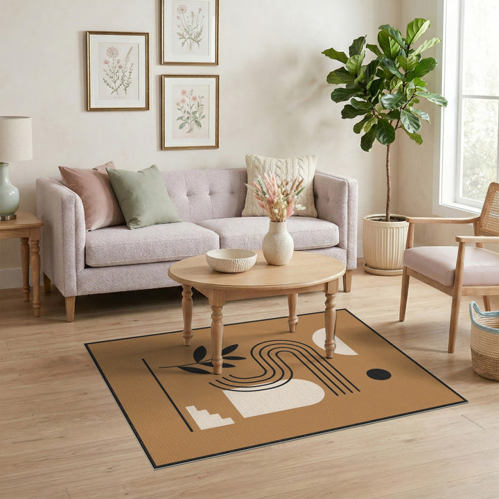 Brown Geometric Abstract Geometric Modern Area Rug