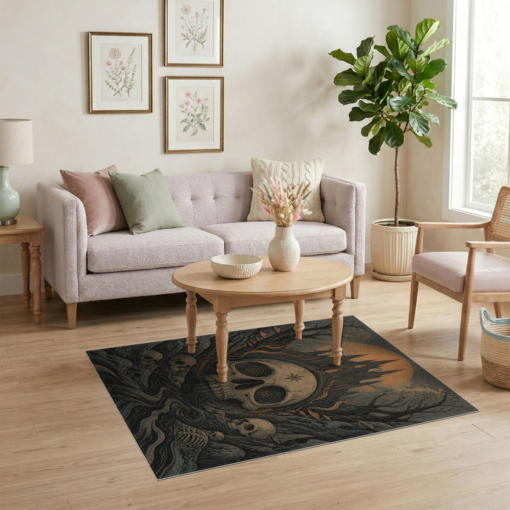 Gothic Skull Moon Area Rug