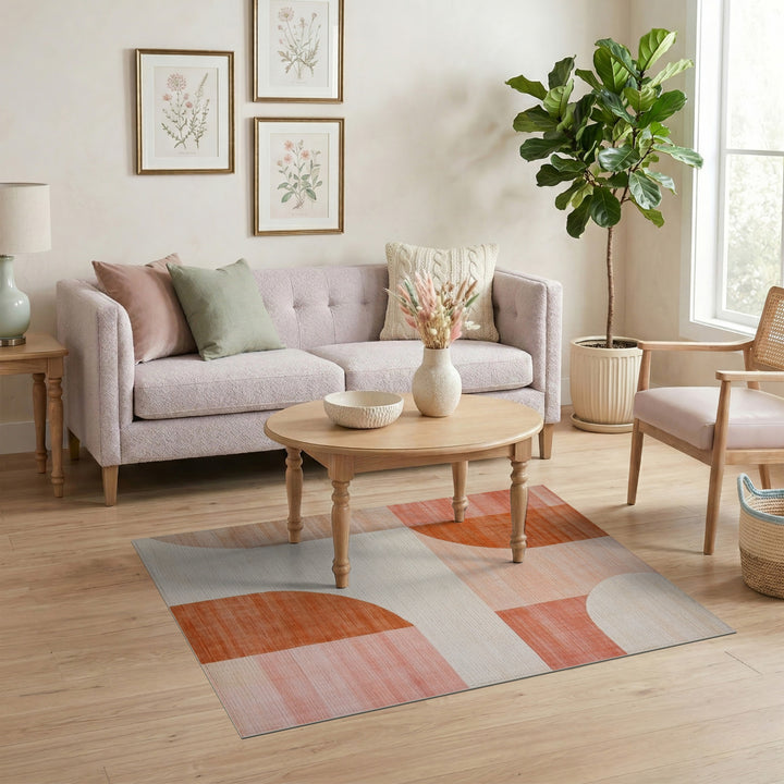Orange Geometric Area Rug
