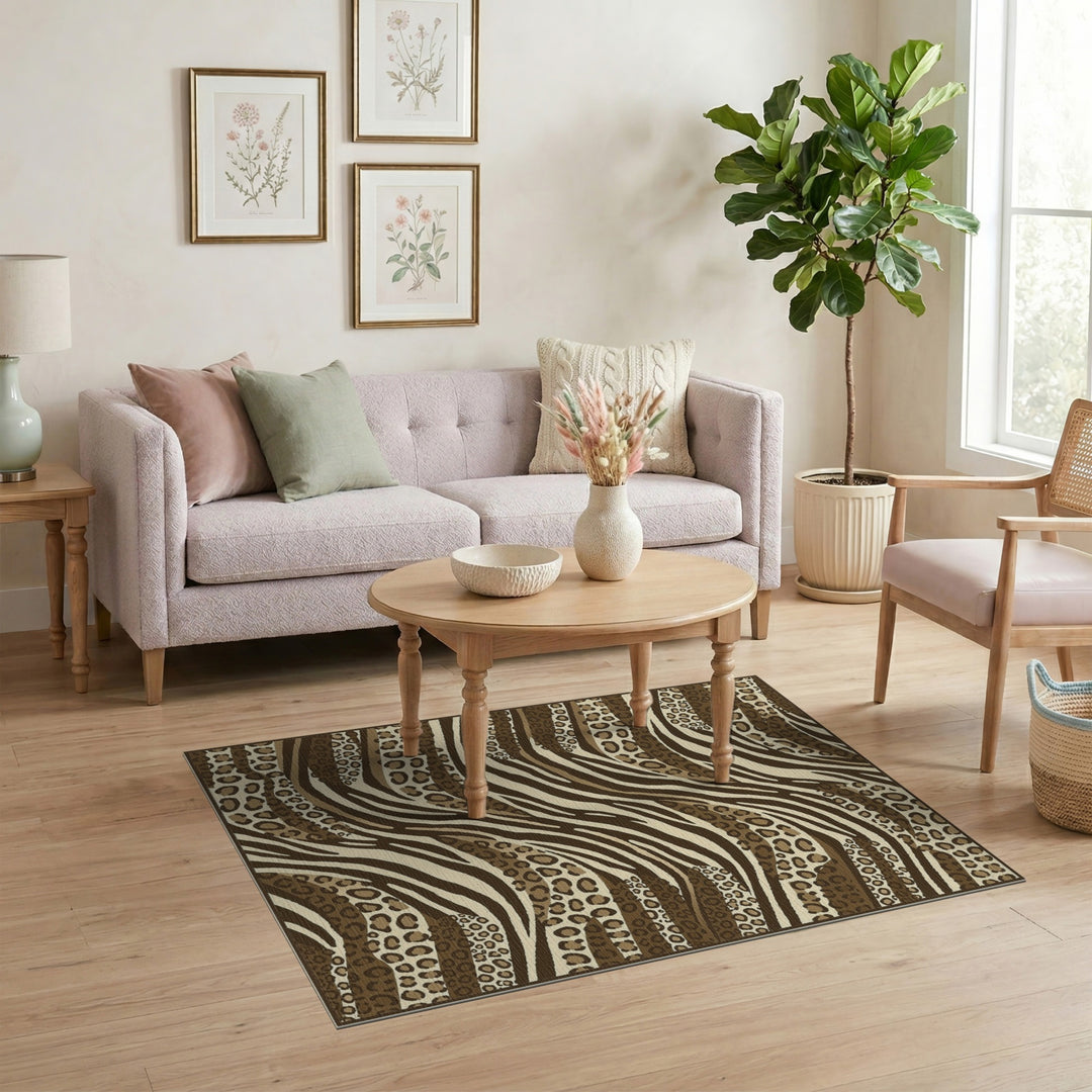 Brown Leopard Wave Area Rug