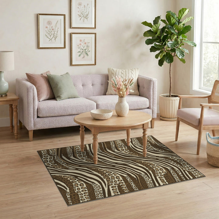 Brown Leopard Wave Area Rug
