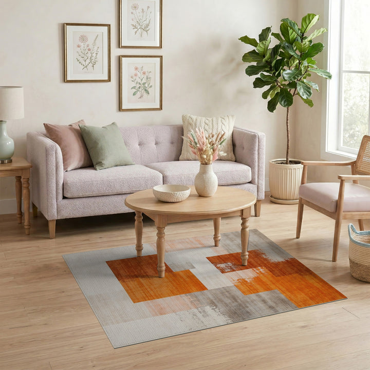 Abstract Area Orange Geometric Abstract Area Rug