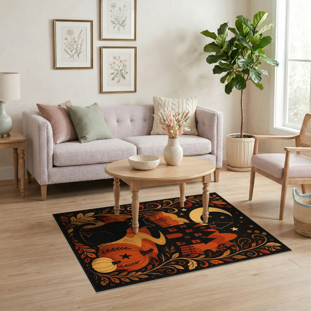 Halloween Black Cat Area Rug