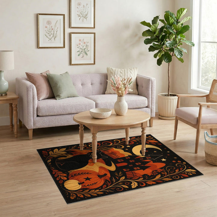 Halloween Black Cat Area Rug