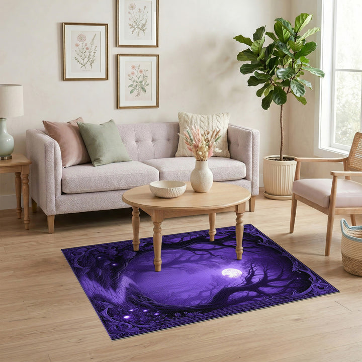 Enchanted Purple Forest Moonlit Path Area Rug