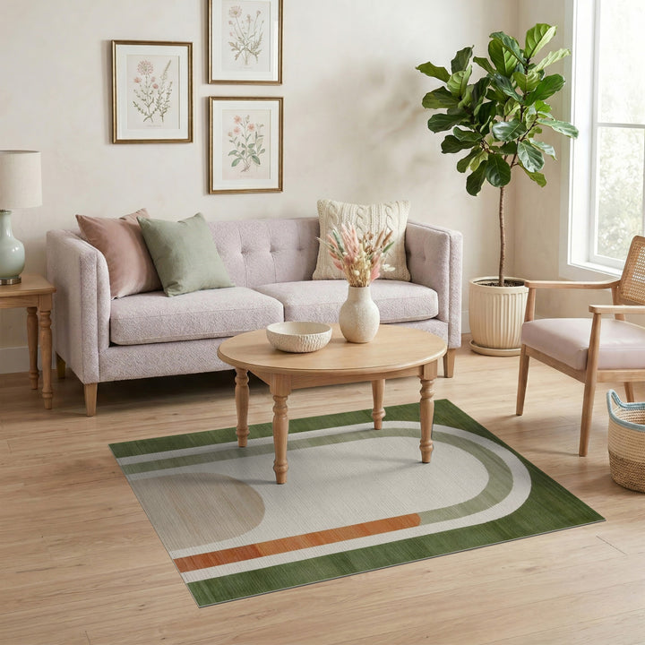 Green Geometric Arch Area Rug