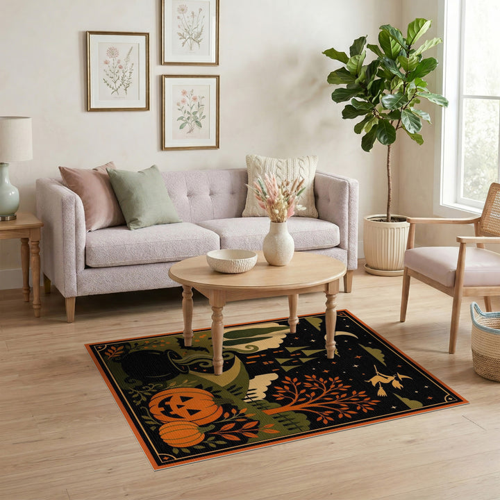 Halloween Witch Pumpkin Cauldron Area Rug