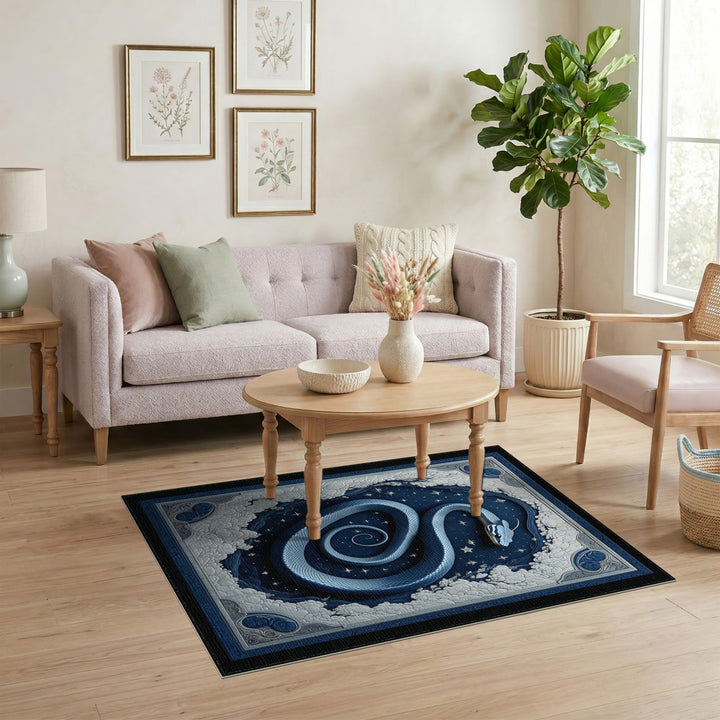 Blue Celestial Snake Coiled Area Rug