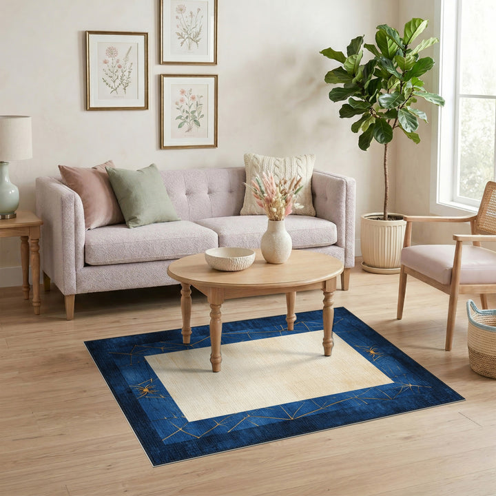 Navy Blue Gold Spider Web Area Rug