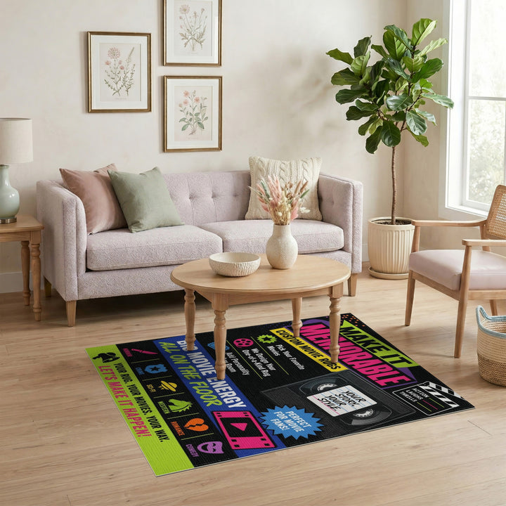 VHS Movie Genre Area Rug