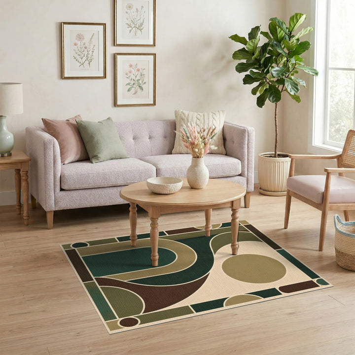 Green Geometric Arch Area Rug