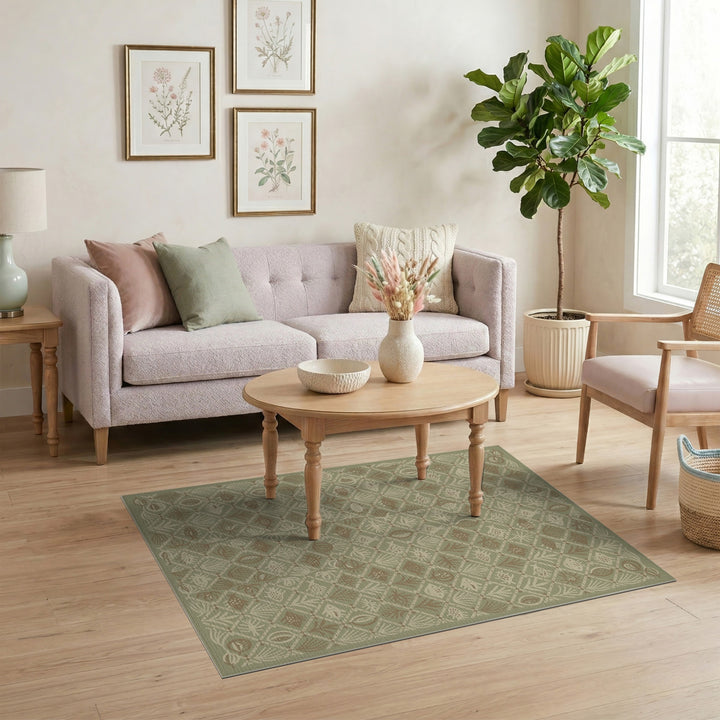 Green Coastal Fish and Pineapple Area Rug