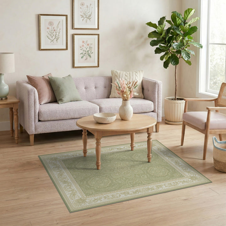 Traditional Persian Sage Green Persian Floral Area Rug