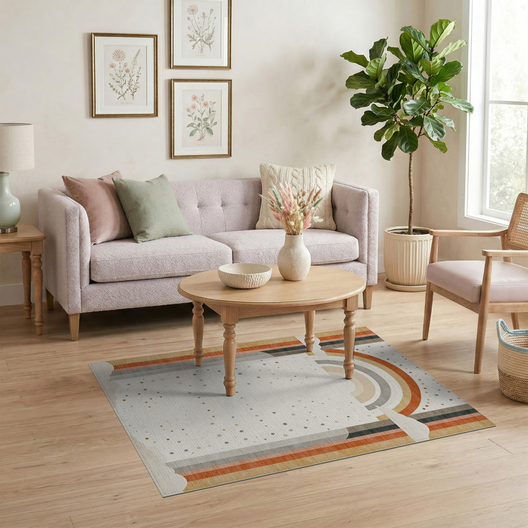 Earthy Rainbow Boho Area Rug