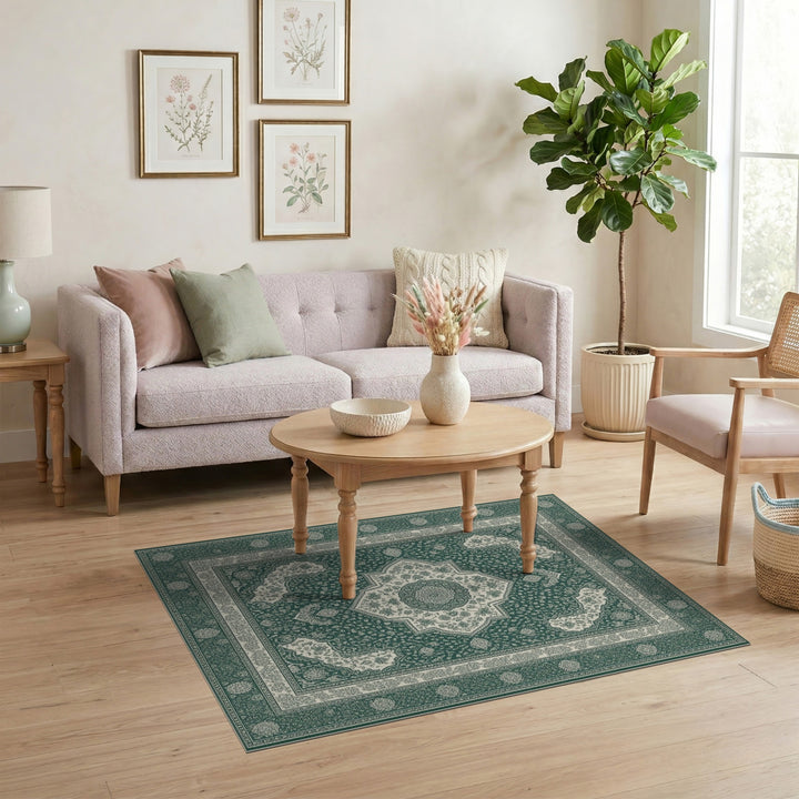 Teal Persian Medallion Area Rug