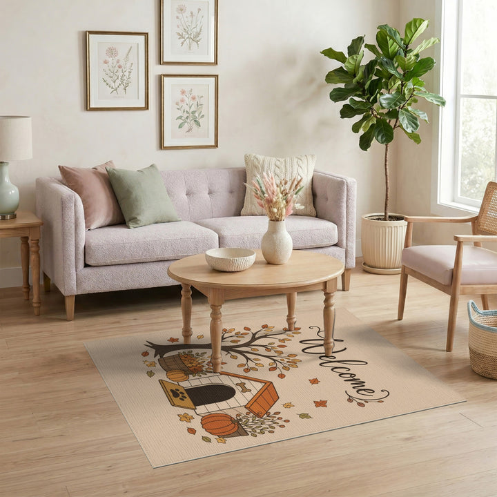 Autumn Welcome Dog House Area Rug