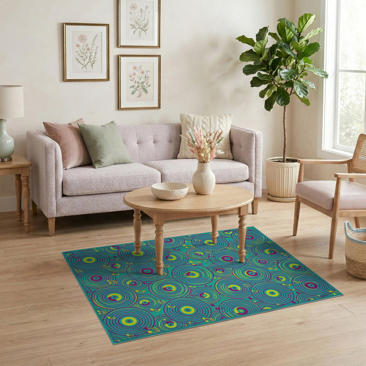 Vinyl Record Music Notes Area Rug