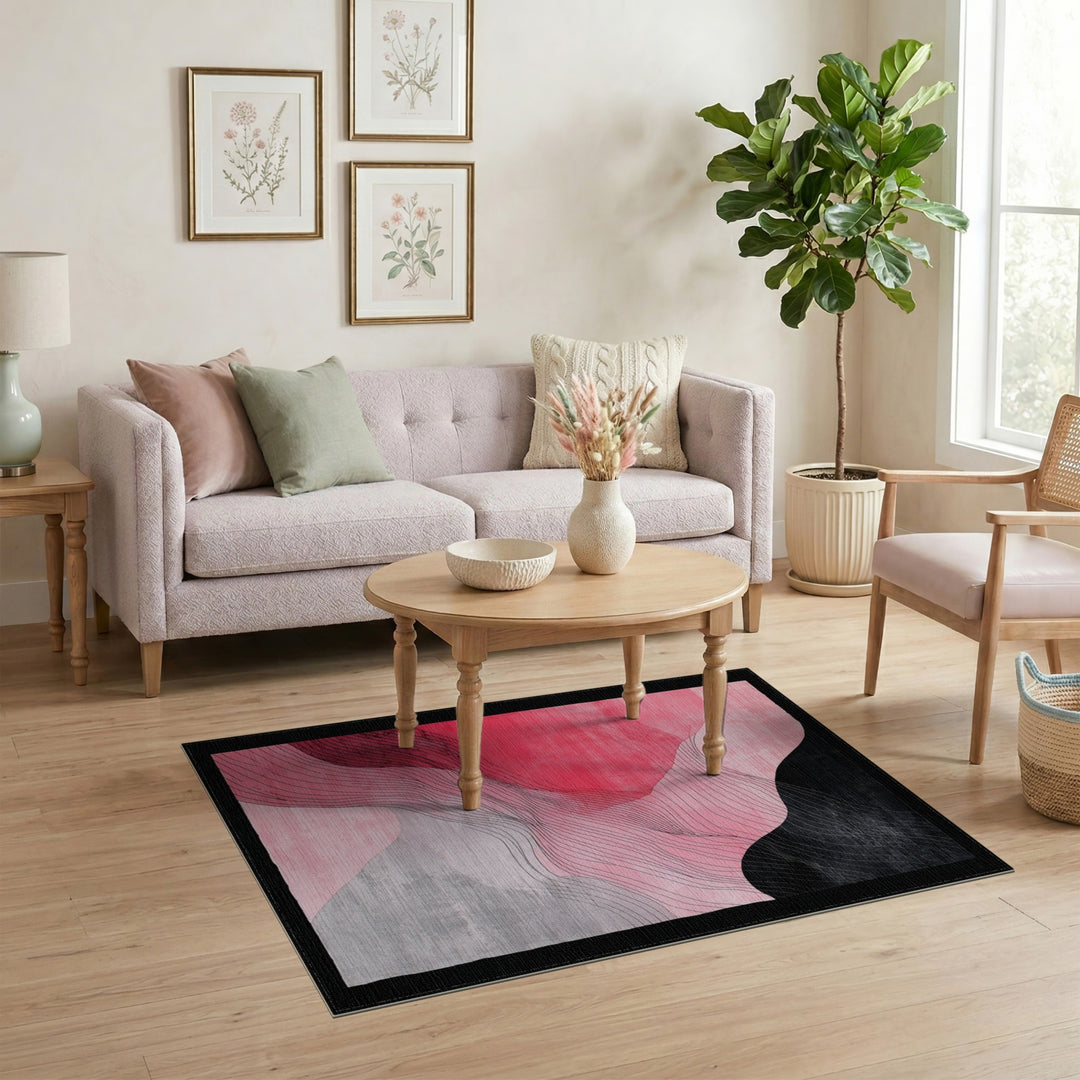 Pink Abstract Wave Area Rug