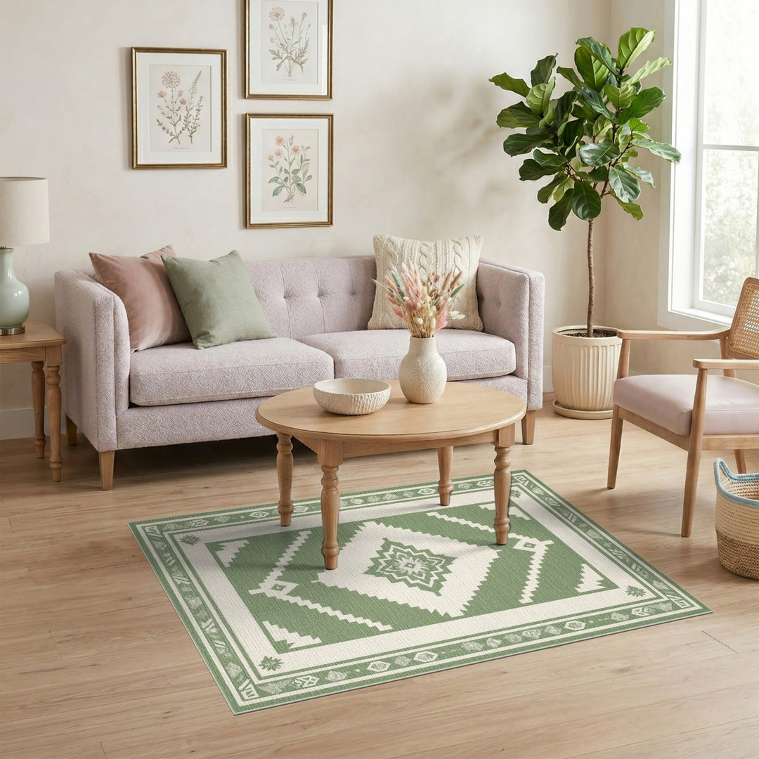 Green Southwestern Geometric Area Rug