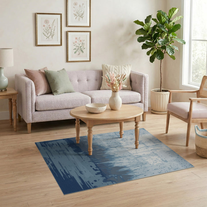 Blue Abstract Skyline Area Rug