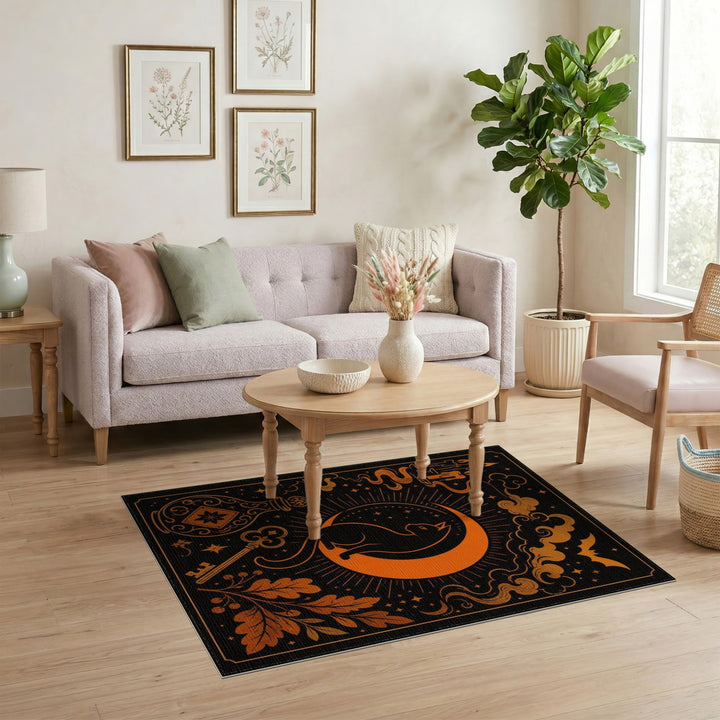 Mystic Cat Crescent Moon Area Rug