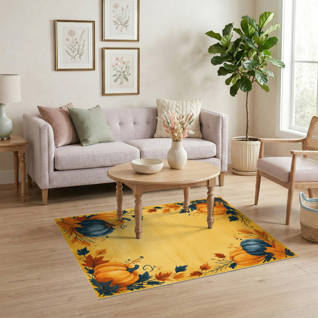 Yellow Pumpkin Harvest Area Rug