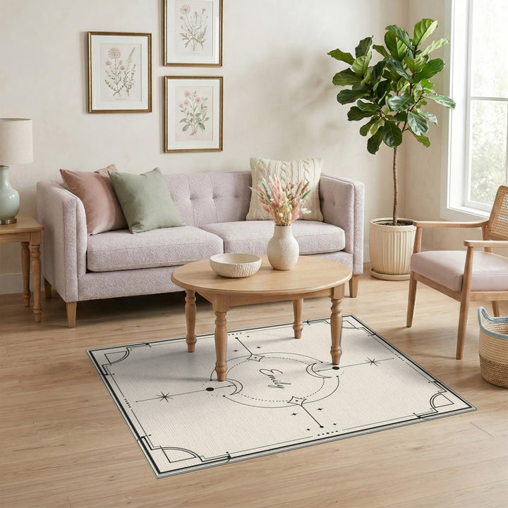 Beige and Neutral Emily Celestial Moon Phase Area Rug