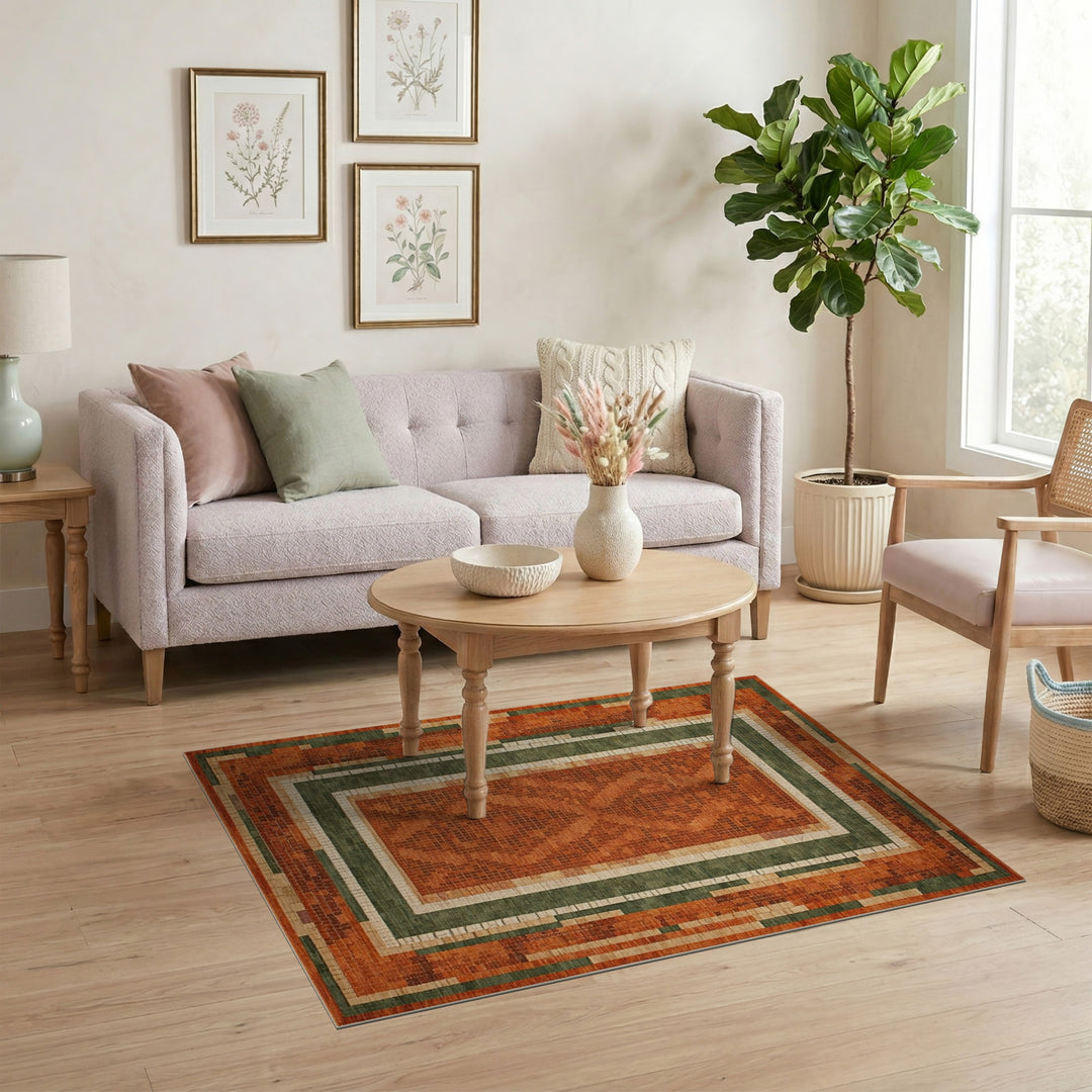 Mosaic Medallion Orange Area Rug