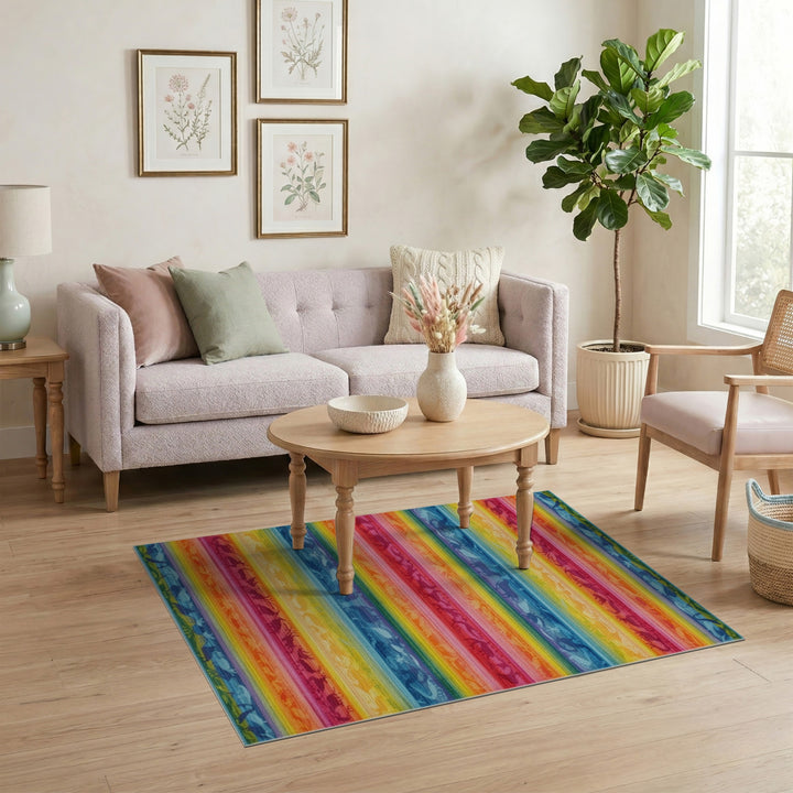 Kids Cartoon Rainbow Dinosaur Kids Area Rug