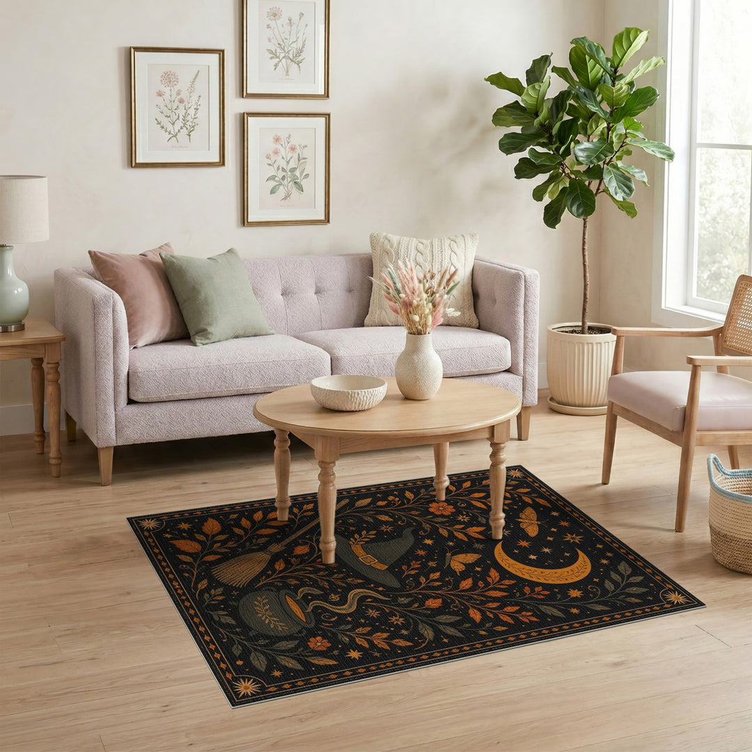 Witch Hat Orange Floral Area Rug