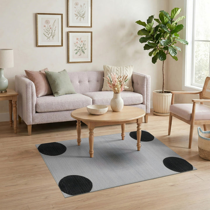 Black Circle Geometric Area Rug