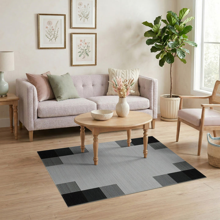 Black White Geometric Modern Area Rug
