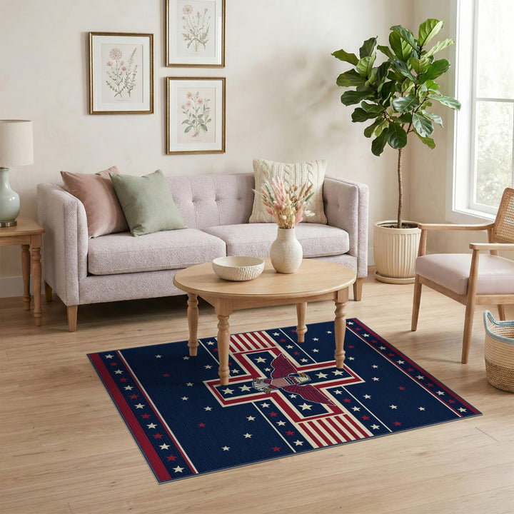 Geometric Modern Patriotic Eagle Area Rug