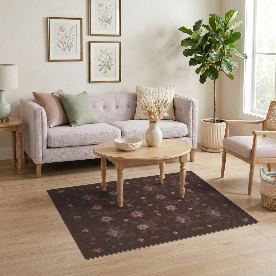 Brown Floral Vintage Area Rug