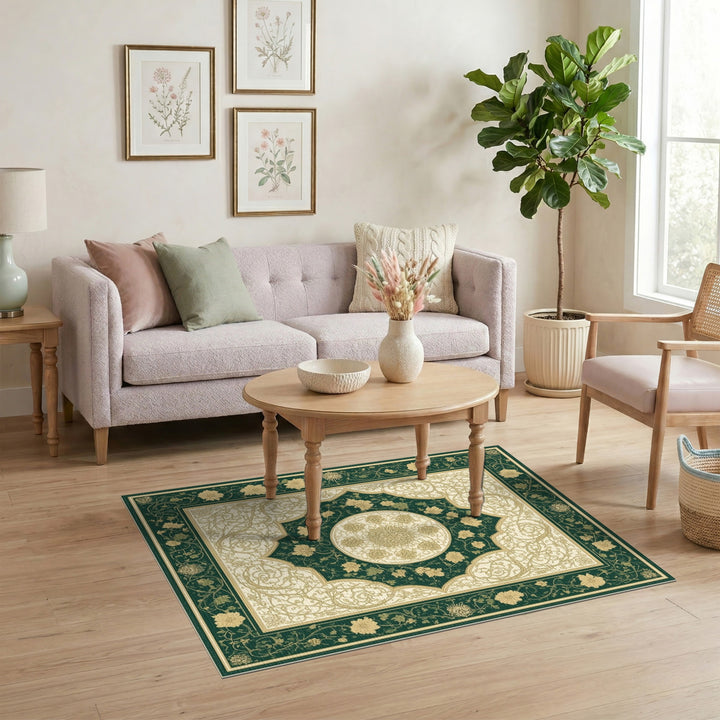 Traditional Persian Green Traditional Persian Floral Area Rug