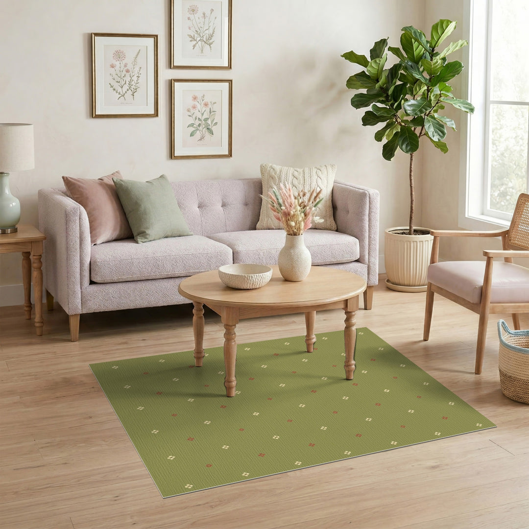 Sage Green Geometric Area Rug